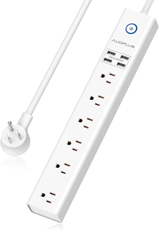 Photo 1 of Surge Protector Power Strip with USB Ports, 10ft Extension Cord, 6 Outlets and 4 USB Ports, AUOPLUS Mountable Power Strip Flat Plug with Overload Protection, ETL Listed
