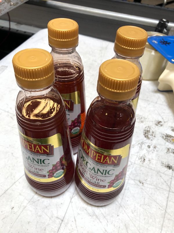 Photo 2 of 4 Pack Pompeian Gourmet Organic Red Wine Vinegar, Unfiltered & Unpasteurized, Perfect for Marinades, Salad Dressings & Sauces, 16 FL. OZ. Organic Red Wine Vinegar 16 Fl Oz BB: 8/2023