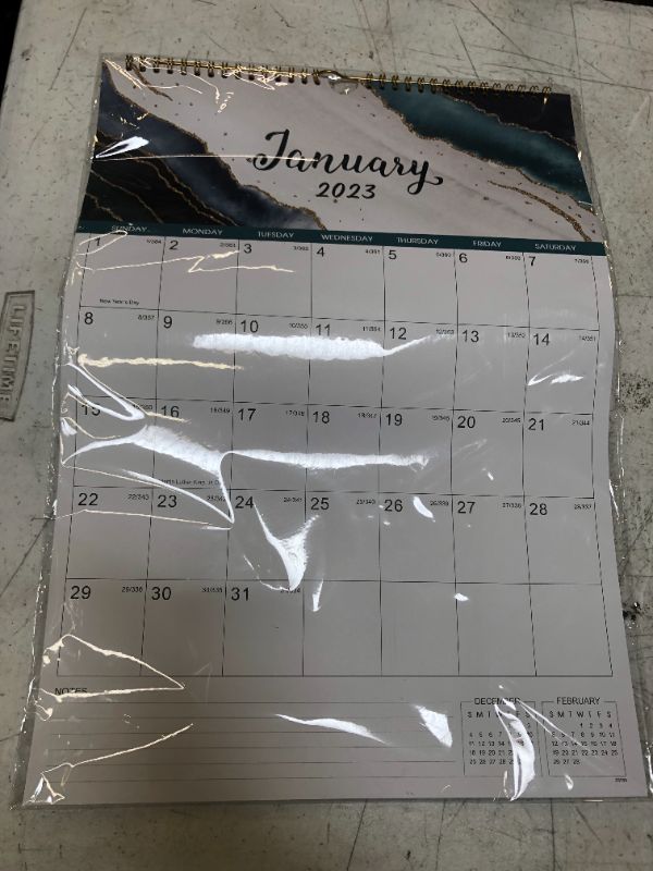 Photo 2 of 2023-2024 Wall Calendar -18 Monthly Calendar 2023-2024 with Thick Paper, 12" x 17", Jul. 2023 - Dec. 2024, Twin-Wire Binding + Hanging Hook + Large Ruled Blocks with Julian Dates - Blue Gilding
