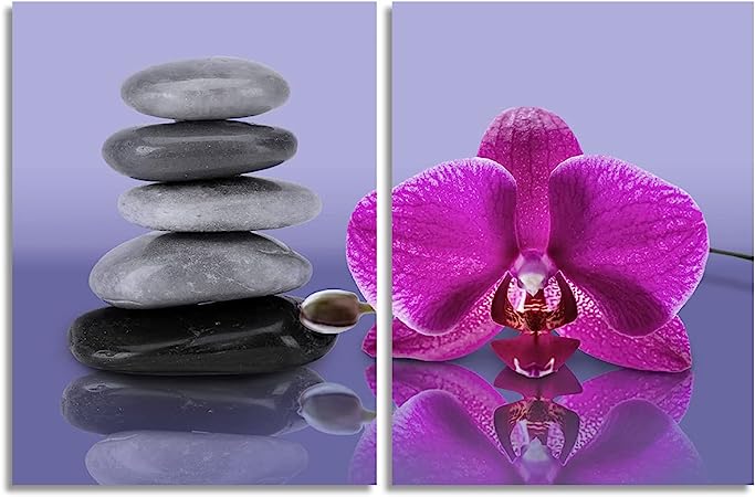 Photo 1 of Zen Bathroom Decor Stones Floral Picture Canvas Wall Art Nature Still Life Canvas Painting Spa Yoga Spiritual Meditation Calming, Relaxing Artwork Chic for Home Office Bedroom Decoration 12x16inch
