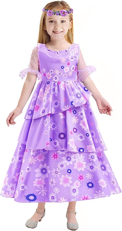 Photo 1 of Esvaiy Encanto Isabella Dress Mirabel Costume for Girls Cosplay Princess Dresses Outfit for Halloween Dress
