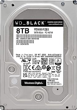 Photo 1 of Western Digital 8TB WD Black Performance Internal Hard Drive HDD - 7200 RPM, SATA 6 Gb/s, 256 MB Cache, 3.5" - WD8001FZBX
