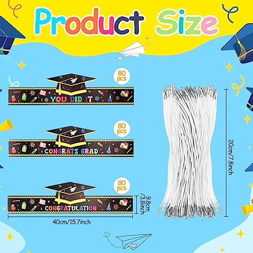 Photo 1 of 240 Pieces Preschool Graduation Paper Caps Crowns for Kids Adjustable Paper Hats for Kindergarten Student Grad Ceremony Party Congrats Grad Hats Headbands for Kids Party Favors Multicolor
