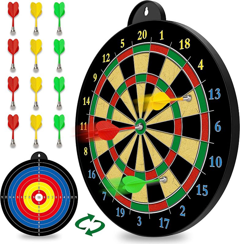 Photo 1 of Magnetic Dart Board - 12pcs Magnetic Darts (Red Green Yellow) - Excellent Indoor Game and Party Games - Magnetic Dart Board Toys Gifts for 5 6 7 8 9 10 11 12 Year Old Boy Kids
