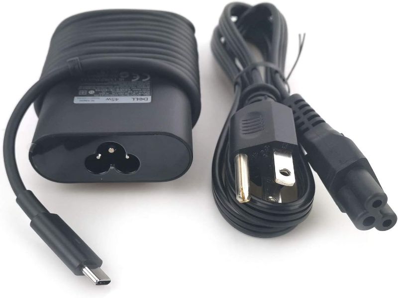 Photo 1 of New Dell Laptop Charger 45W watt USB Type C (USB-C) AC Power Adapter Include Power Cord for Dell XPS 13 9365 9370 9380,Latitude 7275 7370 5175 5285 5290-2in1 7390-2in1,LA45NM150,0HDCY5
