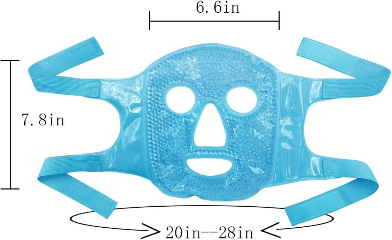 Photo 1 of Hot & Cold Mask Therapy for Migraine,Gel Beads Face Puffy Dark Circles Bags Eyes, Relief Pain Pain Relief, Puffiness, Sinus Pressure Acne Headaches Relaxation(2Pcs) (Blue)
