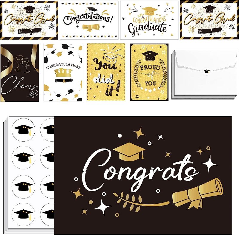 Photo 1 of 240 Set Graduation Gift Cards 2023 with Envelopes Bulk 2023 Congratulations Gift Cards Thank You Greeting Cards Assortment Holder College Graduation Congrats Cards with 240 Envelopes and 240 Stickers
