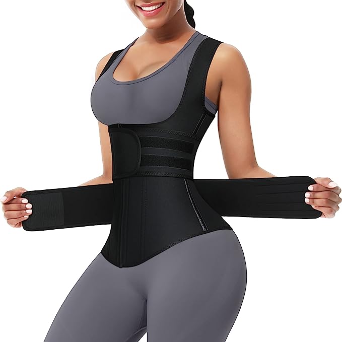 Photo 1 of FeelinGirl Neoprene Waist Trainer Vest for Women Plus Size 2/3 Belt Straps Workout Long Torso with 9 Steel Bones 3XL