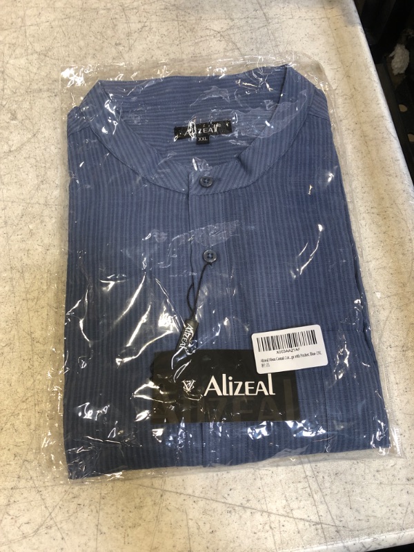 Photo 2 of Alizeal Mens Casual Cotton Viscose Henley Shirt Short Sleeve Solid Button-Down Beach Tops with Pocket M