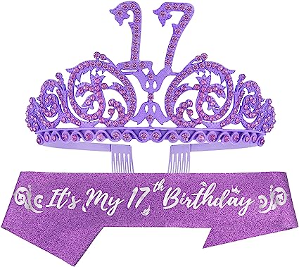 Photo 1 of 17th Birthday, 17th Birthday Gifts for Girls,17th Birthday Sash, 17th Birthday Decorations for Girls, 17th Birthday Tiara,17th Birthday Crown, 17th Birthday Gifts, 17th Birthday Decorations