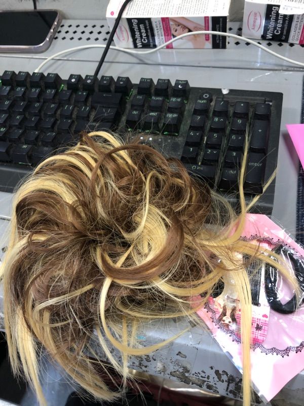 Photo 1 of Messy bun hair tie with synthetic hair