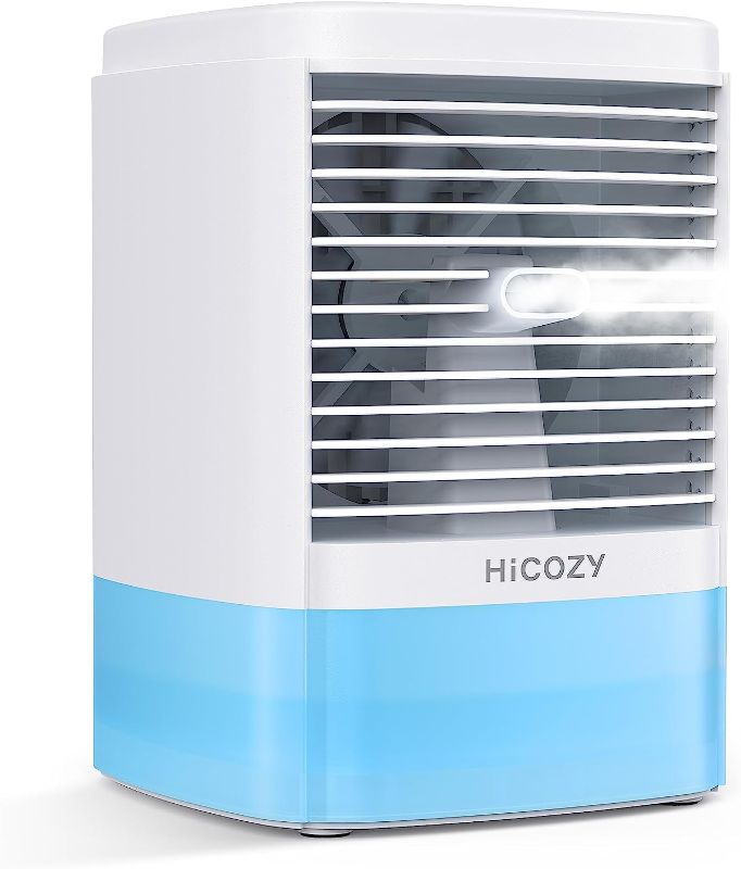 Photo 1 of HiCOZY Portable Air Conditioners, Air Cooler Air Cooling Fan with 2 Ultrasonic Mist Levels & 3 Fan Speeds, Detachable 23 oz Water Tank, 3-in-1 Evaporative Cooling Fan for Desktop, Office and Bedroom (SIMILAR TO STOCK PHOTO)