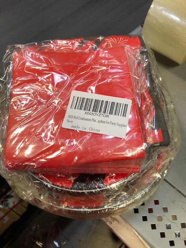 Photo 1 of 2023 Red Graduation Plates and Napkins Set Party Supplies for 50 Guest- 200pcs Class of 2023 Grad Party Tableware kit Include Dinner Plates Dessert Plates Napkins for Congrat Grad Party Decorations