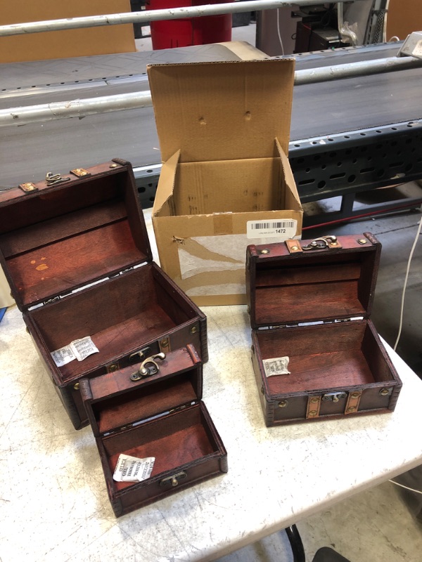 Photo 1 of 3 PC SMALL WOODEN RED BOXES 