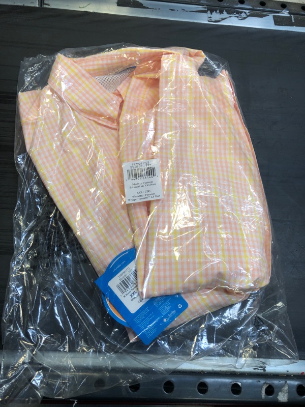 Photo 2 of Columbia Women's Super Tamiami Long Sleeve Shirt, Sun Glow Gingham, XX-Large