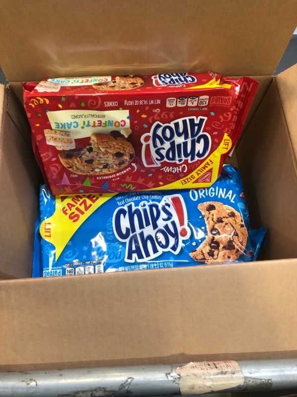 Photo 1 of CHIPS AHOY! Original Chocolate Chip Cookies, Family Size, 18.2 oz,CHIPS AHOY! Chewy Confetti Cake Chocolate Chip Cookies with Rainbow Sprinkles, Birthday Cookies, Family Size, 14.38 oz