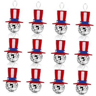 Photo 1 of 12 Pieces 4th of July Hanging Ornaments Mirror Ball with Mini Independence Day 