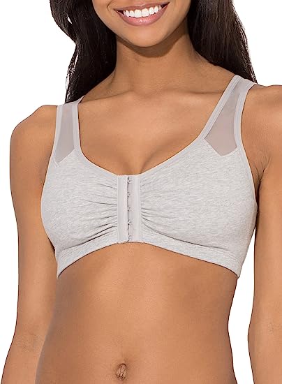 Photo 1 of  Women's Comfort Front Close Sport Bra With Mesh Straps SIZE M  -- GREY AND BLACK --
