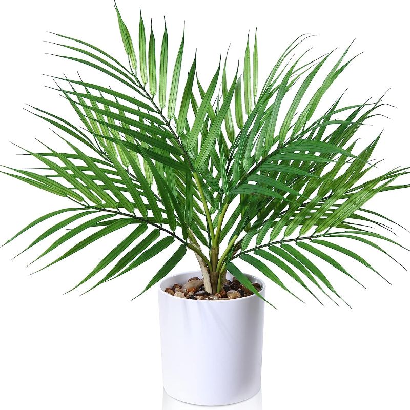 Photo 1 of  Small Artificial Paradise Palm Tree Fake Areca Palm Plant,Faux Desk Plant in Pot for Indoor Outdoor Home Office Any Room Decor,Perfect Housewarming Gift  -- 2 COUNT -- 
