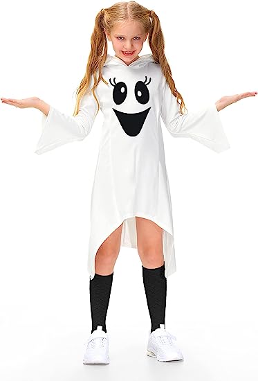 Photo 1 of BesserBay Girls Ghost Costume Bell Sleeve Hoodie Dress 11-12 Years / XL 
