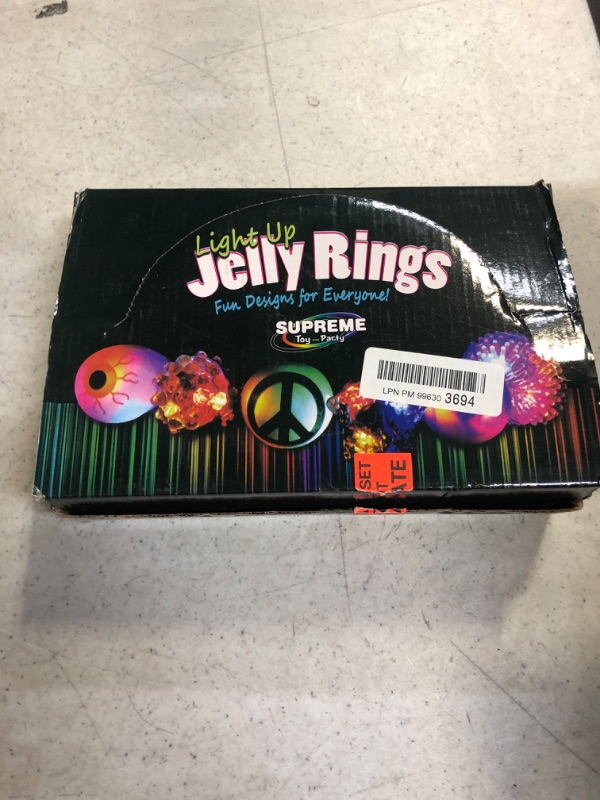 Photo 2 of 24 Pack - LED Light Up Porcupine Spike Rings Bulk - Blinky Jelly Ring Party Favor for Bar and Parties - Assorted Colors