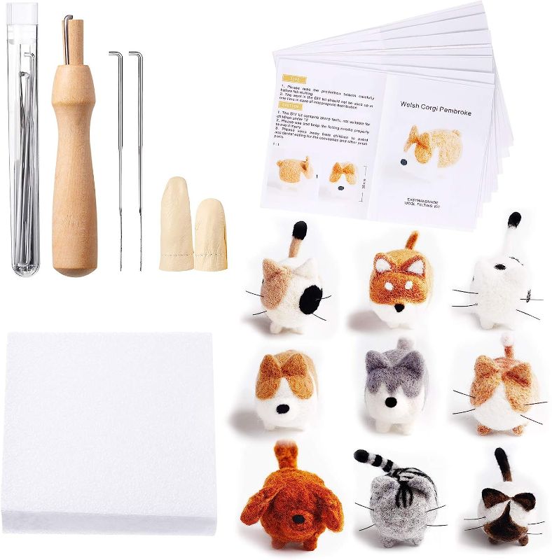 Photo 1 of 10 Pieces Needle Felting Kit for Beginner Starter with Instructions Doll Making Manual Felting Foam Mat and DIY Needle Felting Supplies for Children's Day Festival Crafts
