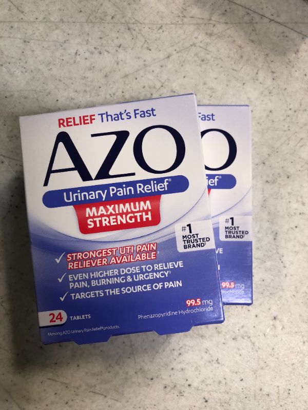 Photo 2 of 2 Pack AZO Urinary Pain Relief Maximum Strength Phenazopyridine Hydrochloride Fast relief of UTI Pain EXP 4/25