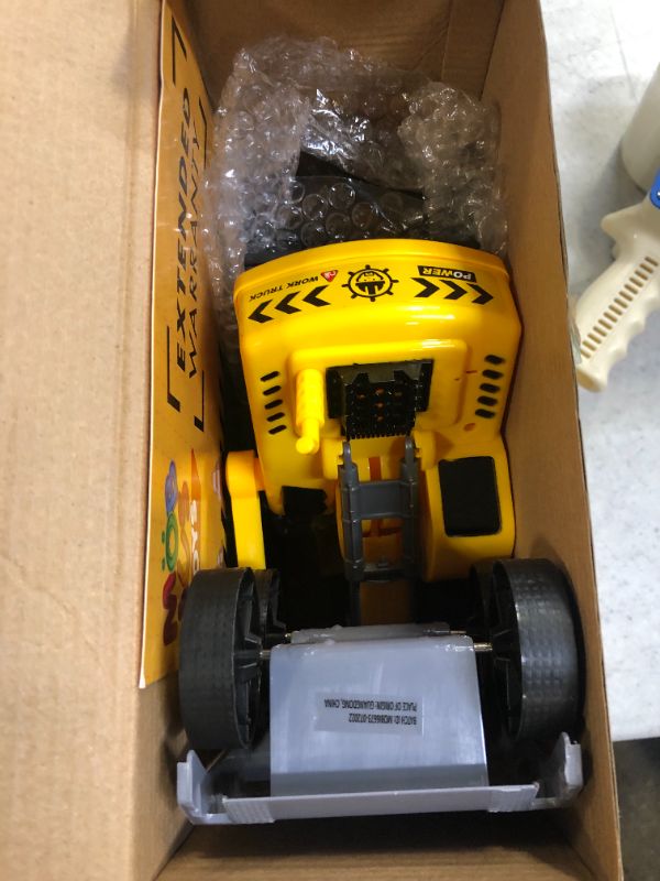 Photo 2 of Flatbed Truck w/Excavator Tractor - 1:12 Scale Large Size Toys - Push and Go Toy Trucks, Construction Trucks for Toddlers, Boys and Girls Kids Ages 3 4 5 Years Old, Friction Truck w/Lights & Sounds
