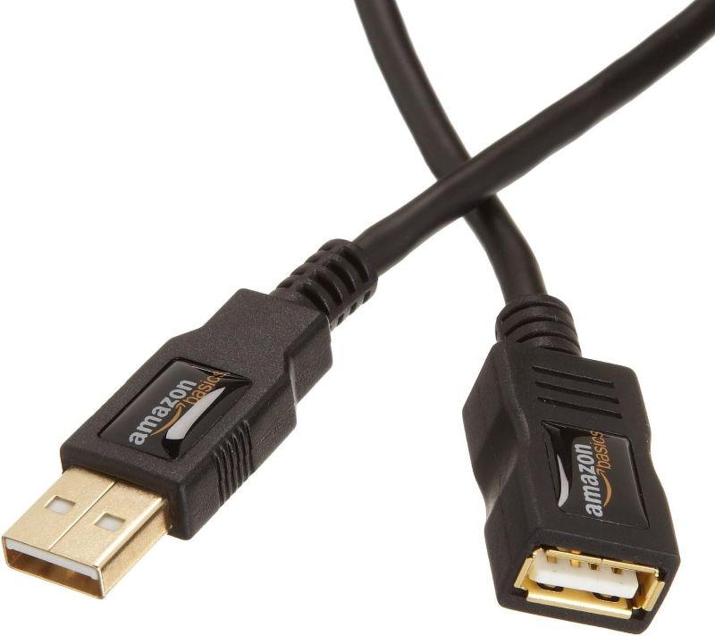 Photo 1 of Amazon Basics 2-Pack USB-A 2.0 Extension Cable, for Printer, Mouse or Keyboard, Male to Female, 480Mbps Transfer Speed, 3.3 Foot, Black
