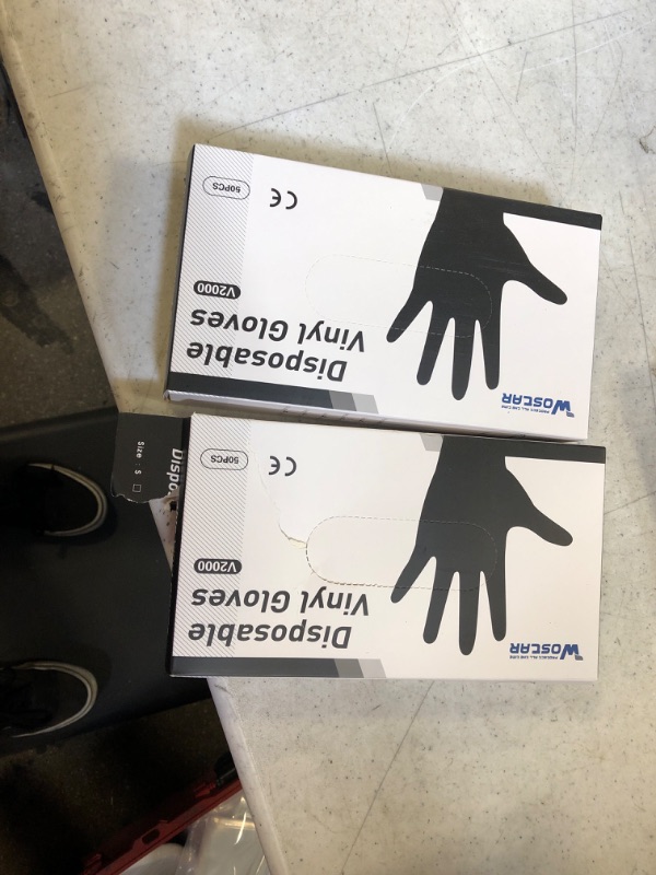 Photo 1 of 2 packs Wostar Disposable Nitrile Gloves Powder & Latex Free 4mil Touch Screen Exam Disposable Non-Sterile Nitrile Gloves Black Small 4mil Small (Pack of 100)