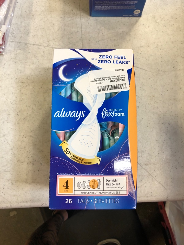 Photo 2 of Always Infinity FlexFoam Pads for Women, Size 4, Overnight Absorbency, Unscented, 26 Count Size 4 (28 Count)