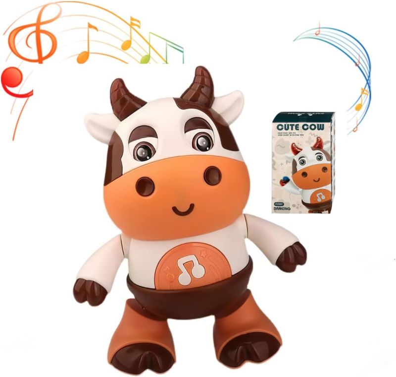 Photo 1 of Baby Cow Musical Toys, Electric Robot Swing Dancing Walking Baby Cow Toys with Music and LED Lights, Baby Learning Development Toys 6 to 18 Months Boys Girls Birthday Gifts
