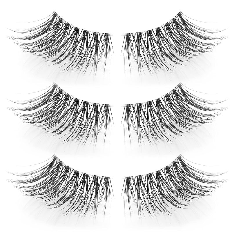 Photo 1 of Frihappy False eyelashes Natural Half Lash 3 Pairs Accent Fake Lashes Wispy Light Volume Reusable Pack HF1  -- 2 COUNT--
