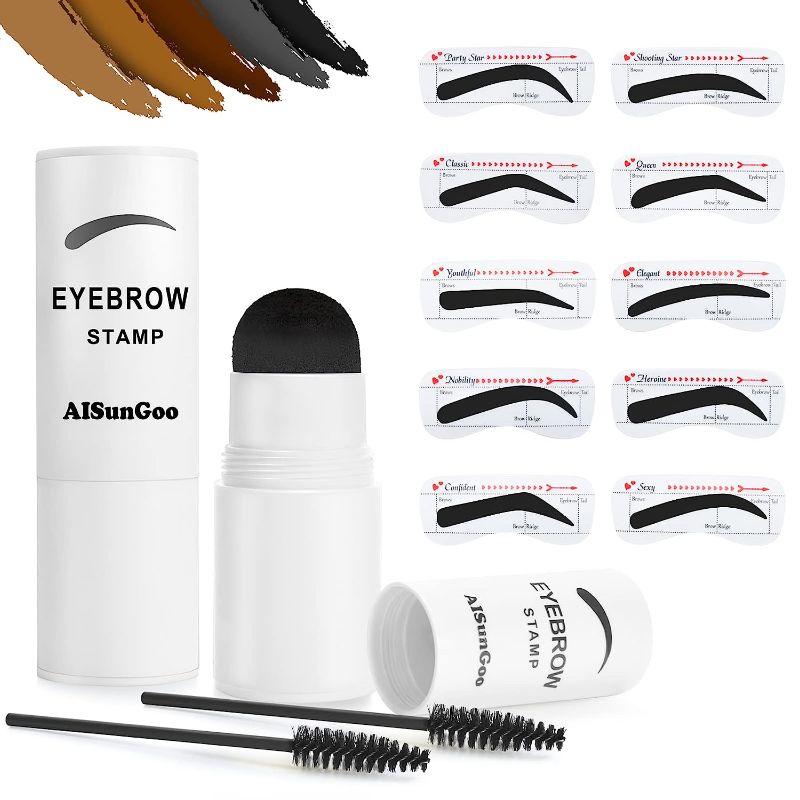 Photo 1 of Eyebrow Stamp Stencil Kit, Eye Brow Stamp Shaping kit with 10 Reusable Eyebrow Stencils, Long-Lasting and Water-Proof,Perfect Makeup Kit for Natural Brows(Black)
