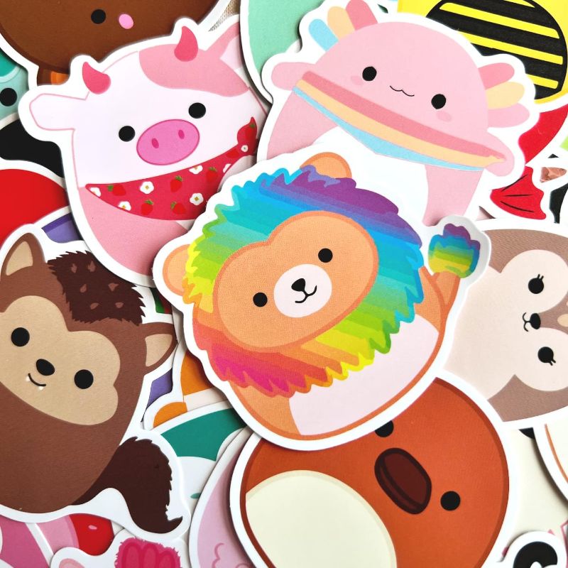 Photo 1 of 100 PCS Cute Stickers Pack | Cartoon Animal Aesthetic Decals, Vinyl Waterproof Stickers for Laptop,Guitar,Motorcycle,Bike,Skateboard,Luggage,Phone,Hydro Flask, Gift for Kids Teen Birthday Party (cute)
