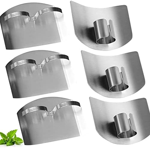 Photo 1 of 6 Pcs Finger Protector for Cutting Food,Easter Gifts Stainless Steel Finetaur Finger Guard for Cutting Vegetables,Finger Shield for Dicing Slicing Chopping Thumb Finger Guard(Double & Single Finger)
