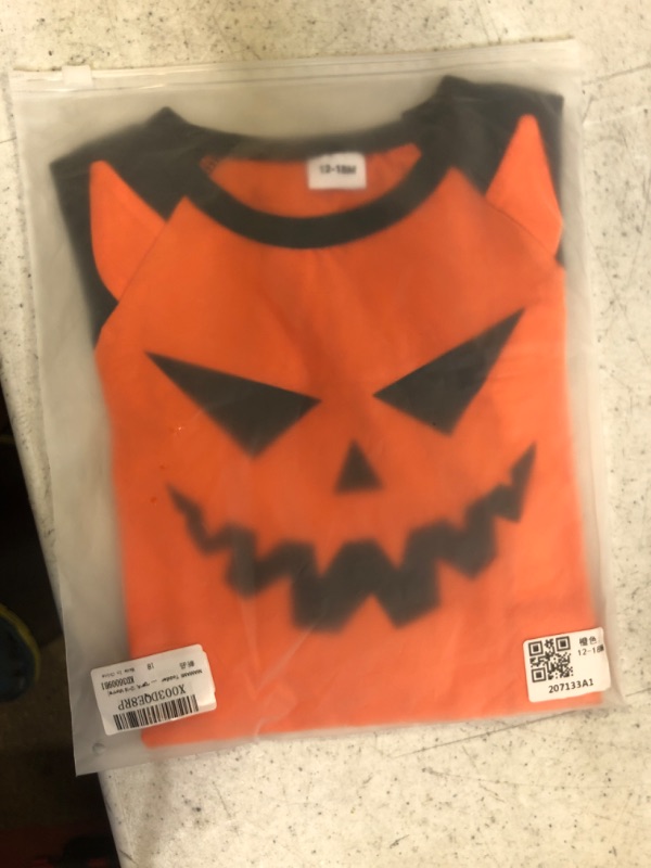 Photo 2 of MAMAMI Toddler Baby Girls Boys Halloween Shirt Outfits Pumpkin Long Sleeve Shirt Tops for Kids 12M-18M
