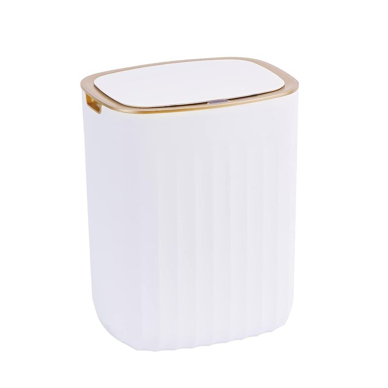 Photo 1 of  3.5 Gallon Waterproof Motion Sensor Bedroom Trash Can with Lid, Automatic Garbage Bin for Bathroom Living Room Office, Golden
