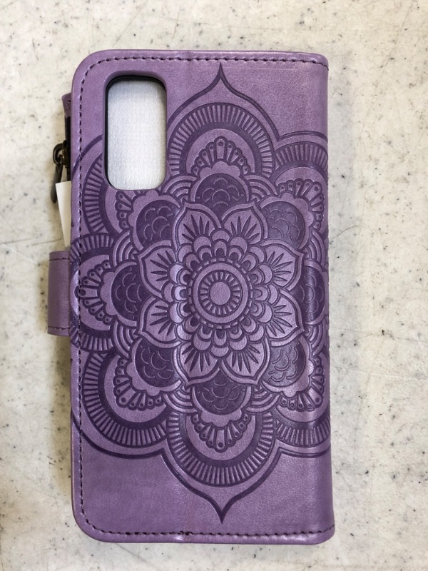 Photo 3 of EYZUTAK Mandala Case for Samsung Galaxy A14 5G, Premium Leather Flip Wallet Card Slots Magnetic Stand Protective Ultra Slim Shockproof Case with Lanyard, Embossed Flip Cover - Purple
