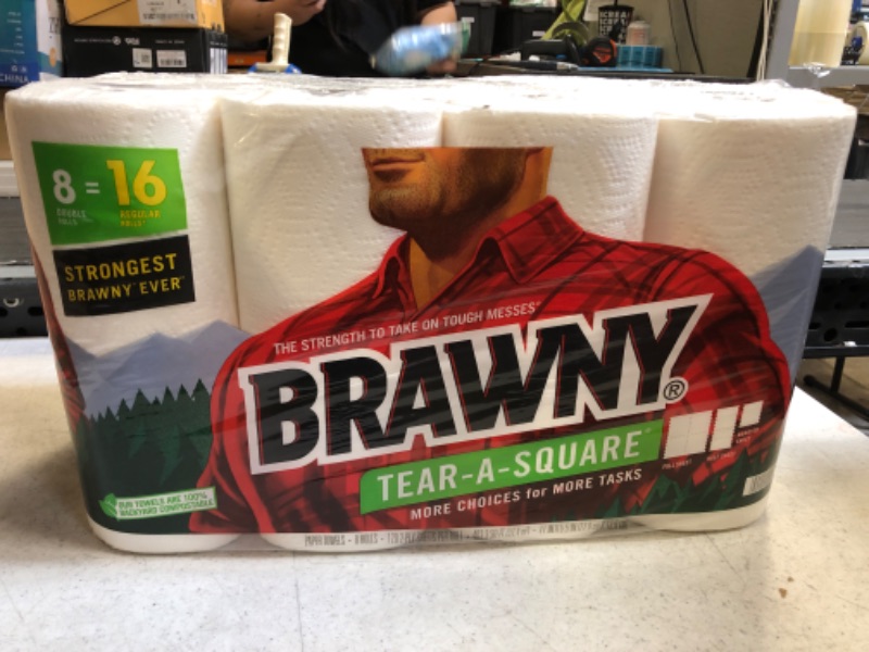 Photo 2 of Brawny® Tear-A-Square® Paper Towels, 8 Double Rolls = 16 Regular Rolls