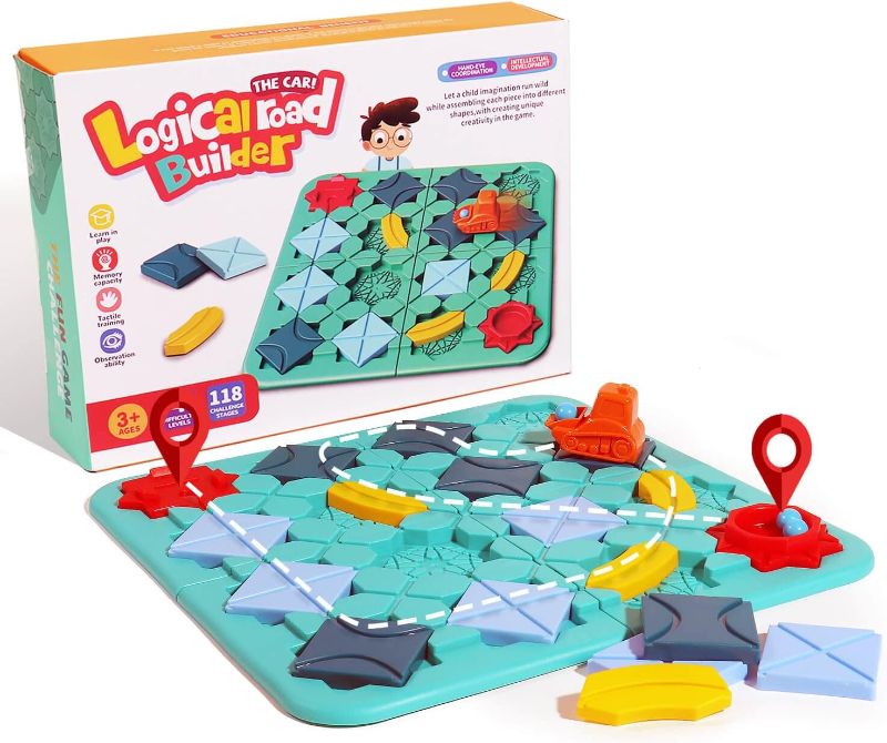 Photo 1 of Logical Road Builder Game - 4 Difficulty Levels and 118 Challenge Stages Smart Brain Teaster Puzzles for Kids, Learning Toys for 4-8 Year Old Educational Birthday Gifts Boys Girls STEM Activity
