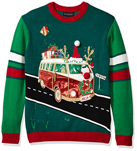 Photo 1 of Blizzard Bay Young Men’s Christmas Camper Van Sweater, Green Combo, Small
