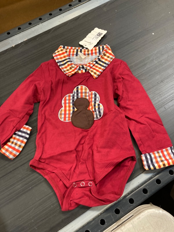 Photo 1 of Bagilaanoe Infant Newborn Baby Boy Thanksgiving Romper Bodysuit Turkey Long Sleeve Jumpsuit Outfit Clothes 0-18M Brown a 6-12 Months