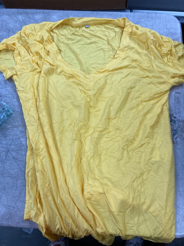 Photo 2 of Amoretu Womens Short/Long Sleeve V Neck T Shirts Basic Tee Tops Large E: Yellow