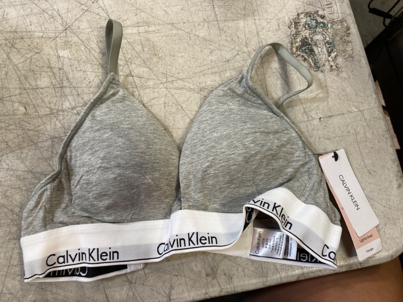 Photo 2 of Calvin Klein Women's Modern Cotton Lightly Lined Triangle Wireless Bralette Small Grey Heather