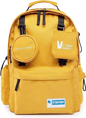 Photo 1 of Victoriatourist Casual Daypack College Laptop Backpack for Men Women Water Resistant Stylish Bookbag Lightweight Travel Bag Hiking Backpacks with Anti Theft Pocket Fits 14-15 Inch Computer(Yellow)

