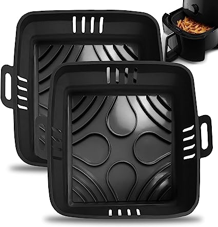 Photo 1 of Air Fryer Silicone Liners 8.7 inch, YINGRACE 2Pcs Square Air Fryer Accessories Foldable Air Fryer Pot Bowl Reusable Air Fryer Basket Liner for COSORI Instant Pot Ninja Ultrean 5.8QT-8.5QT Air Fryers
