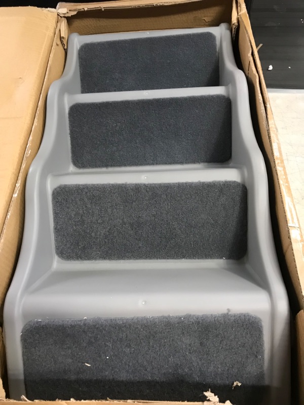 Photo 2 of Amazon Basics Foldable Steps for Dogs and Cats, Grey 14.6"X22.75"X19.5" Foldable Grey