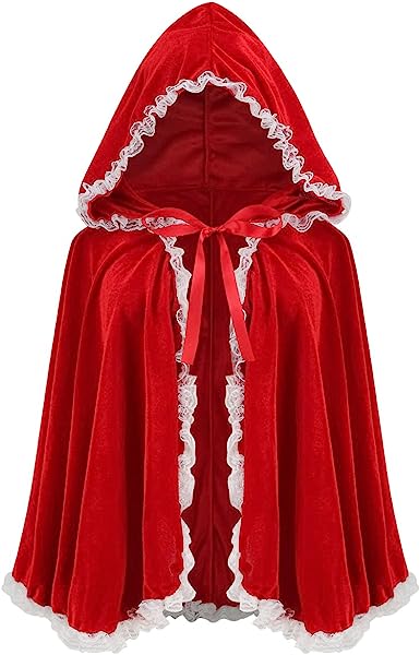 Photo 1 of Colorful House Velvet Red Riding Hooded Velvet Cloak Halloween Christmas Cosplay Party Fancy Cape
size- m