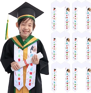 Photo 1 of Yunsailing 6 Pcs Kindergarten Printed Graduation Stole for Kids Preschool Graduation Sash Stole Unisex Graduation Favors (Preschool)
